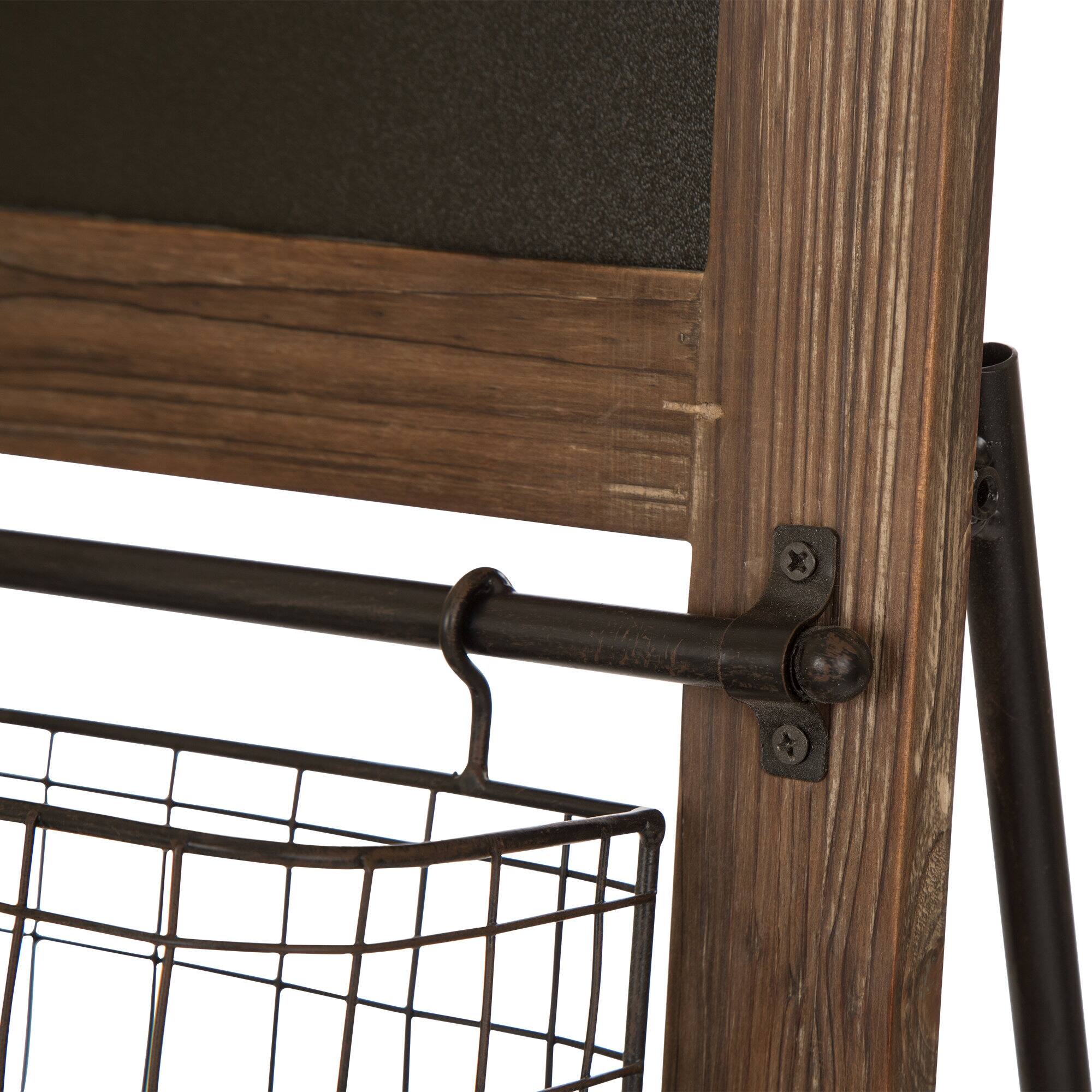 Glitzhome® 43.31" Farmhouse Metal & Wooden Magazine Rack